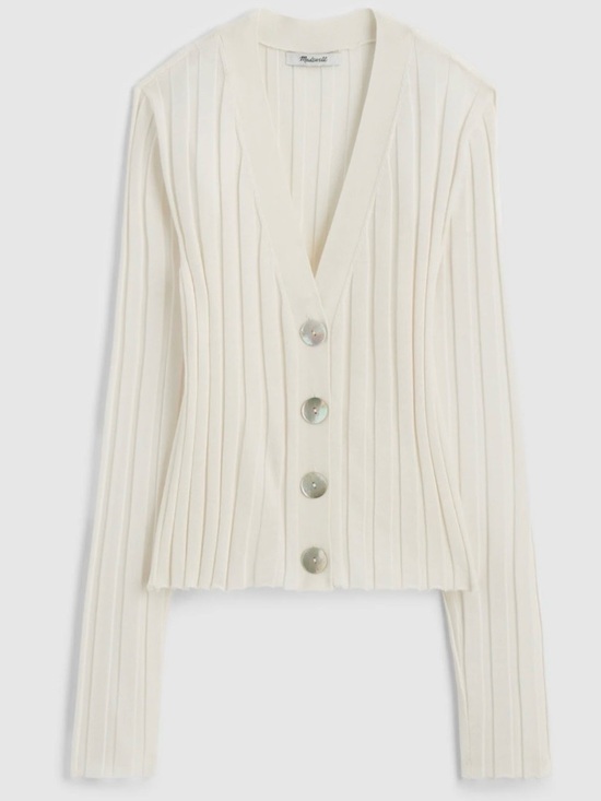 Madewell Sweaters - NWT MADEWELL Ribbed V-Neck Cardigan Sweater Merino Wool Silk XXL NW806